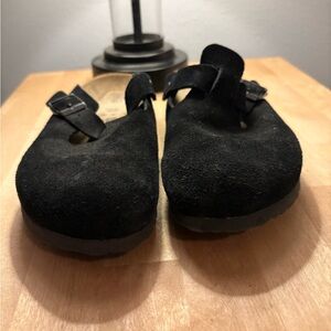 Birkenstock Black Suede Mules only worn a few times .